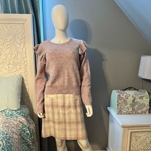 LC Lauren Conrad Ruffle Sweater and Plaid Skirt Set